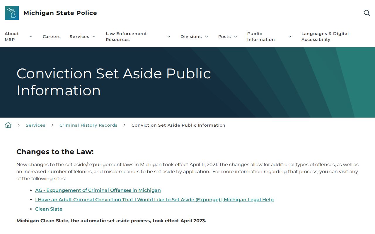 Gladwin County criminal record set-aside and Clean Slate guidance