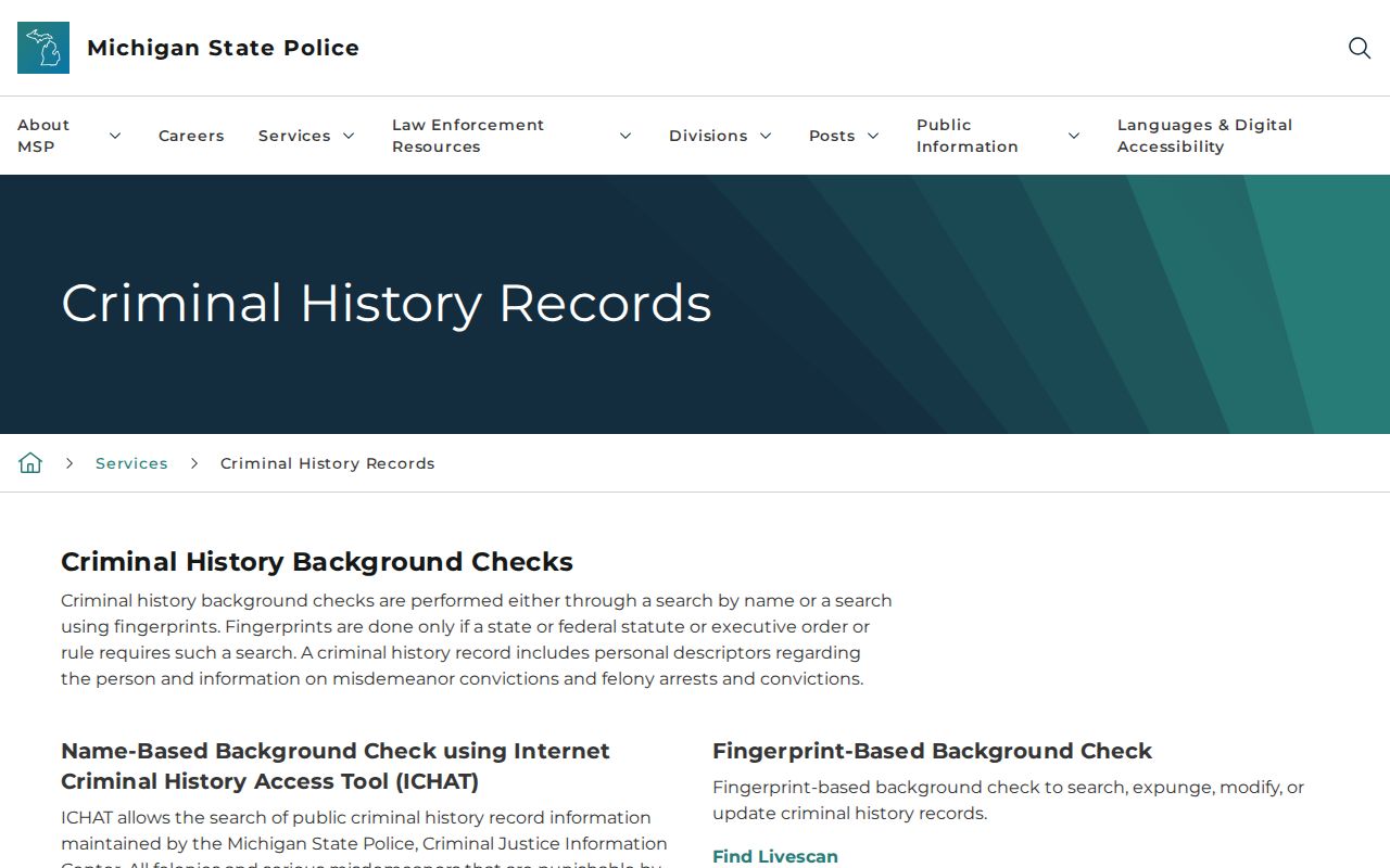 Gladwin County criminal history and Michigan State Police repository information