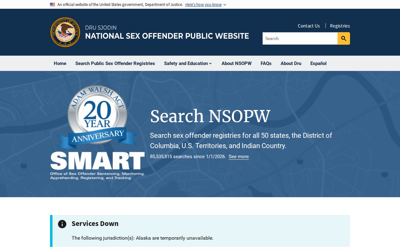 Gladwin County sex offender supplementary national registry search through NSOPW