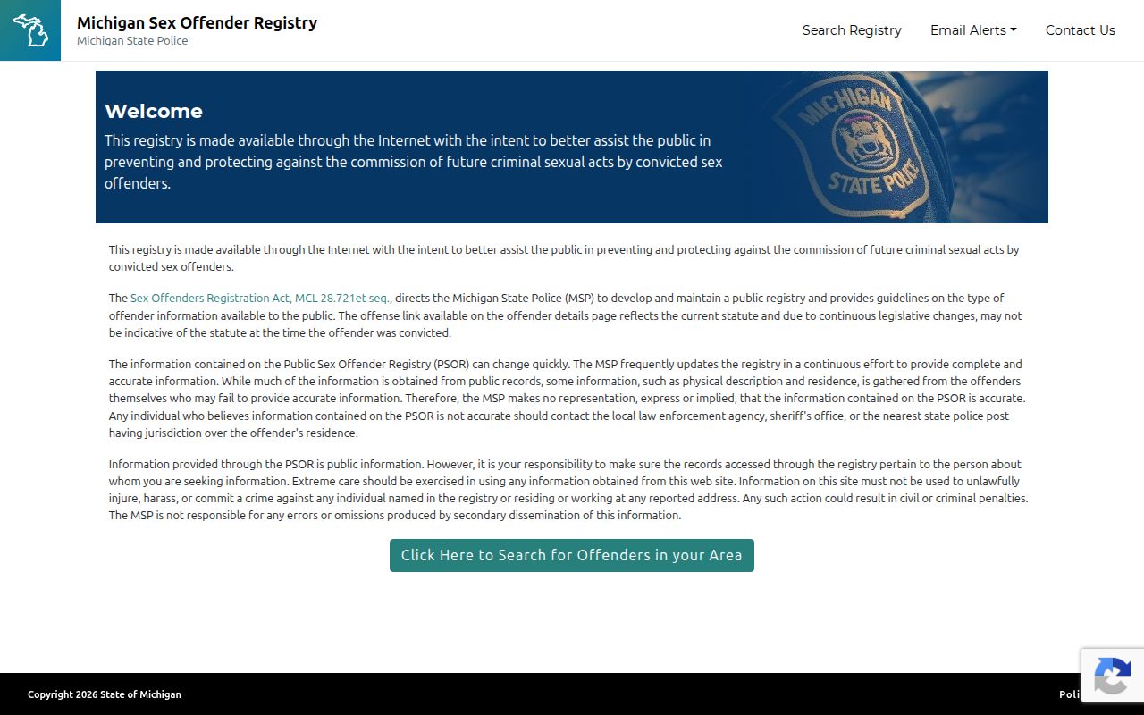 Gladwin County sex offender registry search interface and map controls